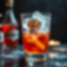 Artistic display of skull ice cubes in a cocktail glass