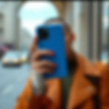 Solid Color Phone Case as a Fashion Statement A stylish individual using a solid color phone case that complements their outfit.