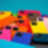Diverse solid color phone cases displayed together showcasing vibrant hues.