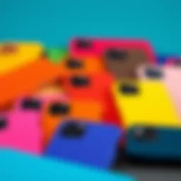 Diverse solid color phone cases displayed together showcasing vibrant hues.