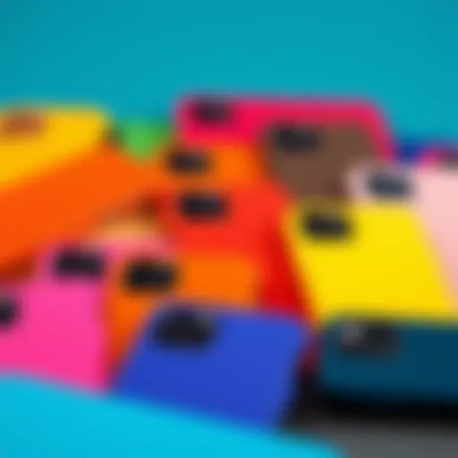 Diverse solid color phone cases displayed together showcasing vibrant hues.
