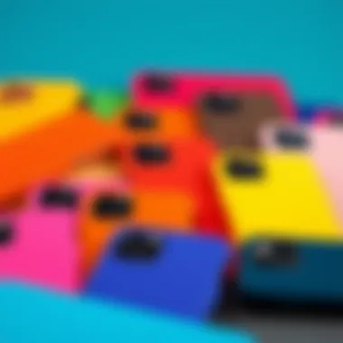 Vibrant Solid Color Phone Case Collection Diverse solid color phone cases displayed together showcasing vibrant hues.