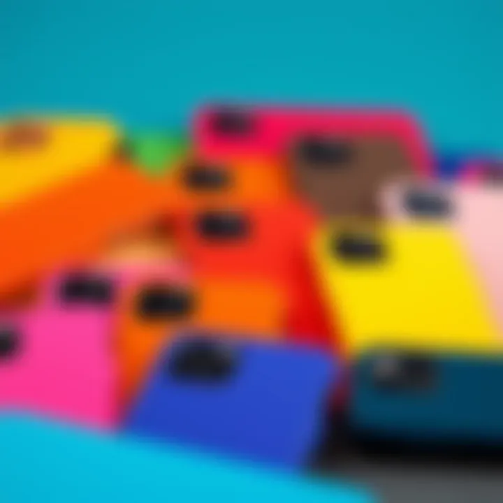Vibrant Solid Color Phone Case Collection Diverse solid color phone cases displayed together showcasing vibrant hues.