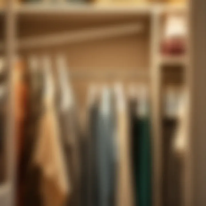 A beautifully organized wardrobe featuring a variety of space hangers.