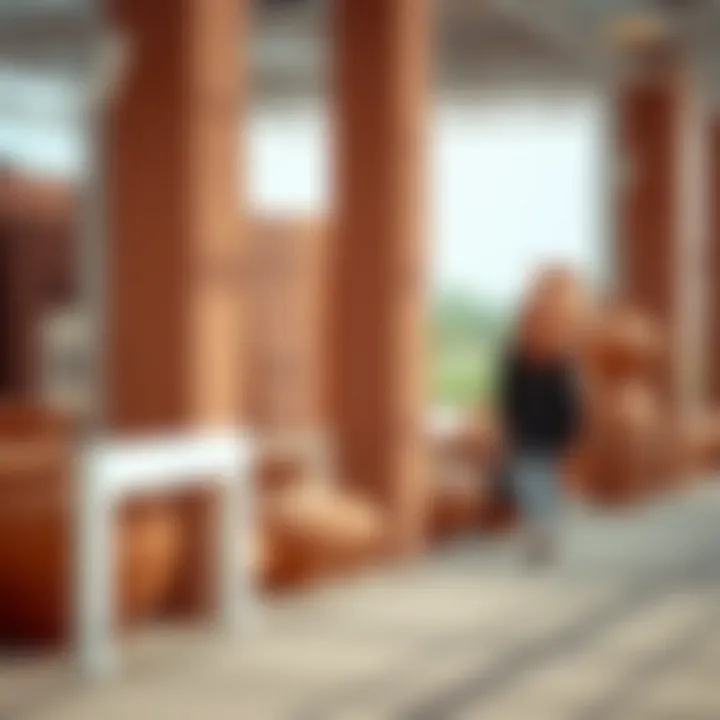 Contemporary Expressions in Terracotta Contemporary terracotta art installation at an outdoor exhibition