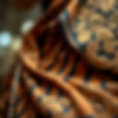 Close-up of intricate craftsmanship in an evening wrap