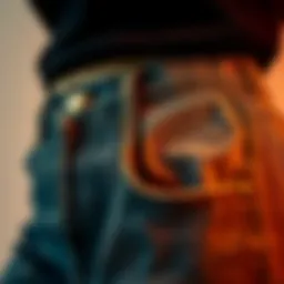 A close-up of paperbag waist mom jeans showcasing the unique waistband design