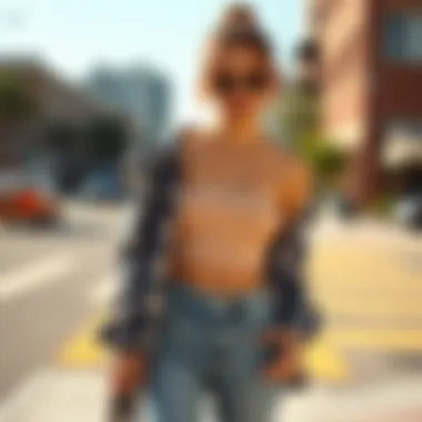 A stylish outfit featuring paperbag waist mom jeans paired with a trendy top