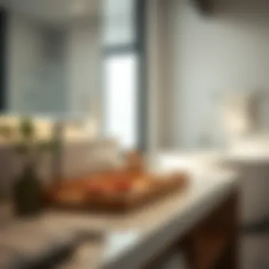 Modern Bathroom with Bamboo Vanity Tray Bamboo vanity tray in a modern bathroom setting