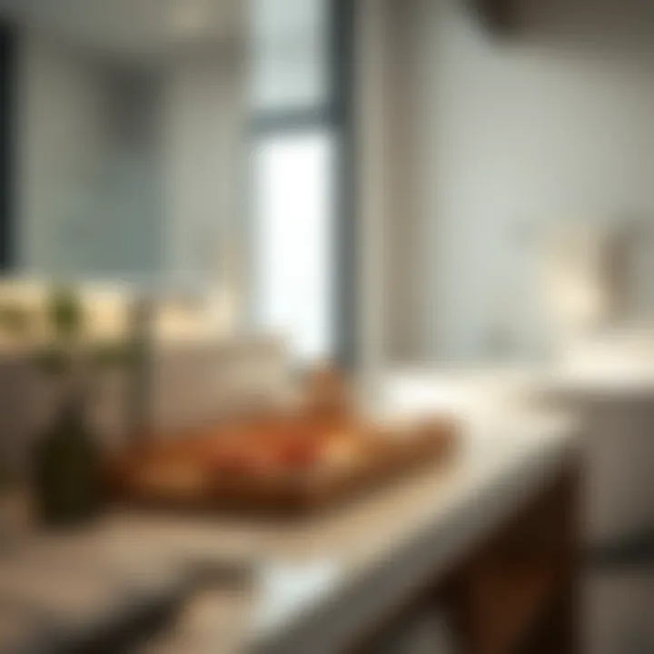 Modern Bathroom with Bamboo Vanity Tray Bamboo vanity tray in a modern bathroom setting