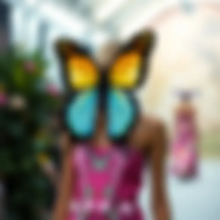 The Intersection of Nature and High Fashion A runway showcasing designs influenced by butterfly aesthetics