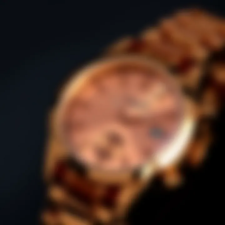 Close-up of rose gold watch detailing and craftsmanship