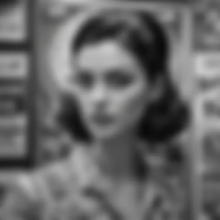 An artistic representation of vintage advertisements in black and white