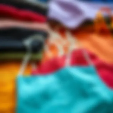 An array of fabric swatches highlighting texture and color options for cami tops