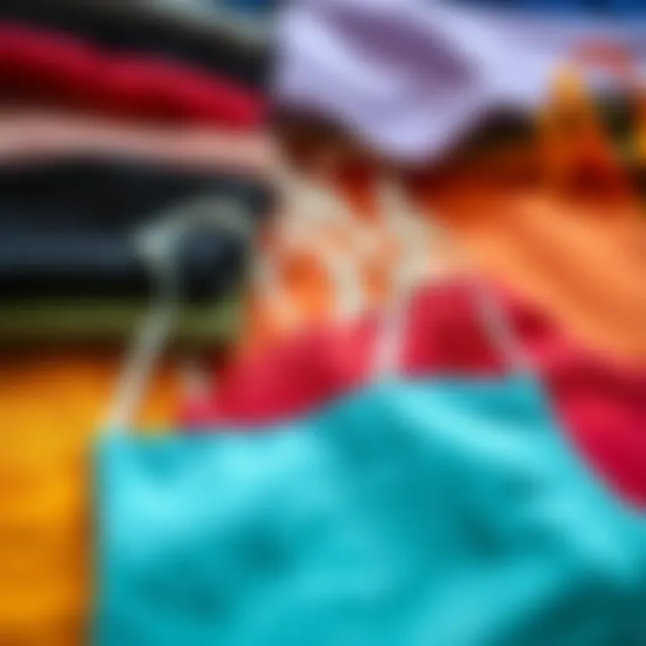 An array of fabric swatches highlighting texture and color options for cami tops