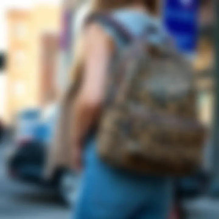 Cheetah print backpack paired with trendy outfit
