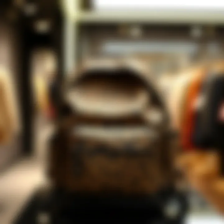 Vibrant cheetah print backpack on display