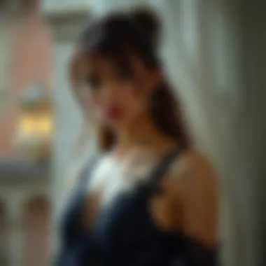 Elegant gothic dress featuring intricate lace details and a deep neckline