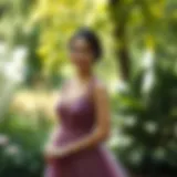 Elegant Mesh Bridesmaid Dress in a Garden Setting Elegant mesh bridesmaid dress in a garden setting