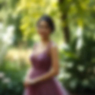 Elegant Mesh Bridesmaid Dress in a Garden Setting Elegant mesh bridesmaid dress in a garden setting