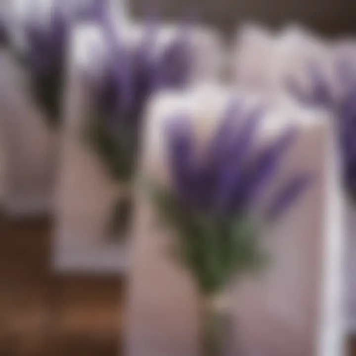 A close-up shot of lavender sprigs adorning gift bags