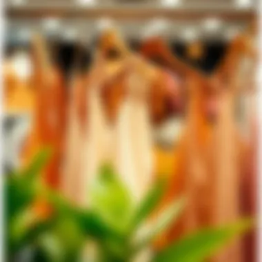 Sustainable Sparkle Camisole Display Sustainable sparkle camisole options displayed on hangers