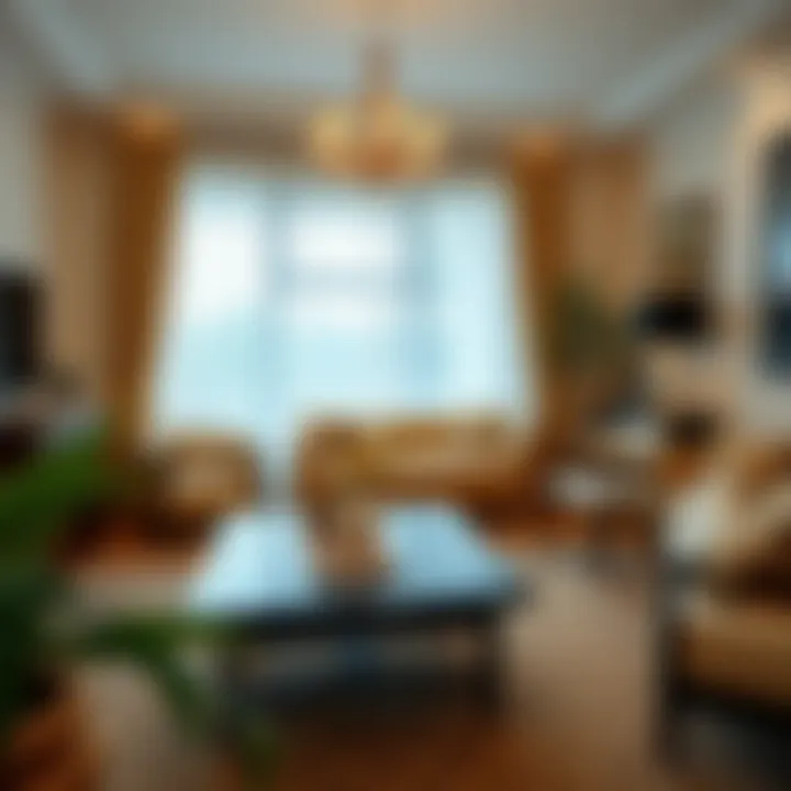 Stylish living room showcasing a spiderweb tablecloth on a coffee table