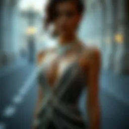 Elegant body chain dress showcased on a model