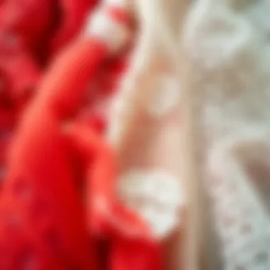 A close-up of various lace types illustrating textures and designs