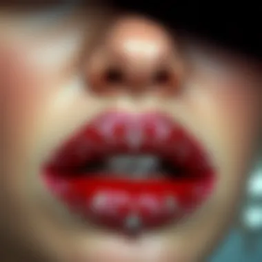 Close-up of intricately decorated lips