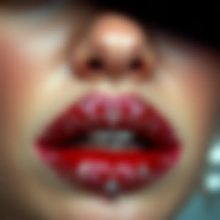 Close-up of intricately decorated lips