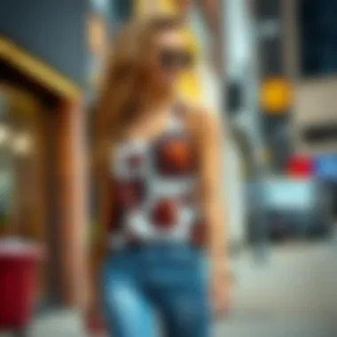 Brown cow print tank top showcased in a trendy urban setting