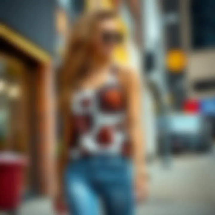 Brown cow print tank top showcased in a trendy urban setting