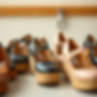 Variety of Wedge Mary Janes A stylish arrangement of different wedge Mary Janes highlighting their variety in design.