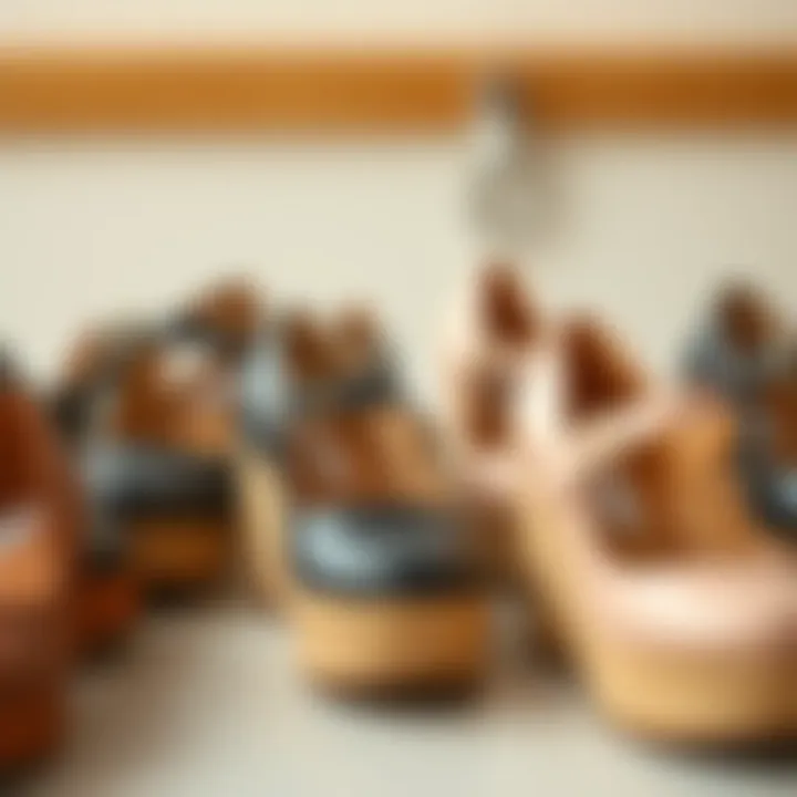 Variety of Wedge Mary Janes A stylish arrangement of different wedge Mary Janes highlighting their variety in design.