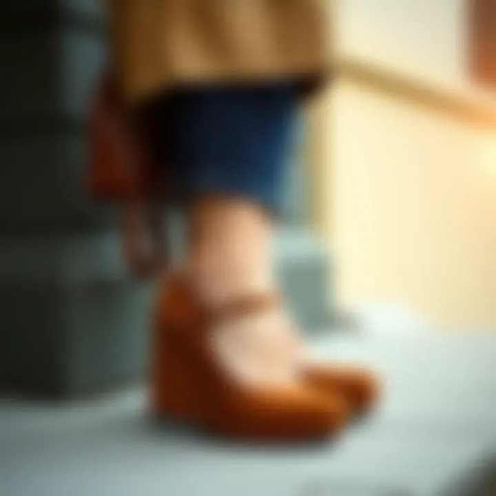 Styled with Wedge Mary Janes A fashionable outfit styled with wedge Mary Janes, demonstrating their versatility.