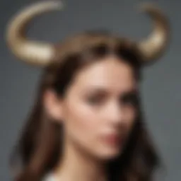 Exquisite bull horn headband displayed on a textured surface