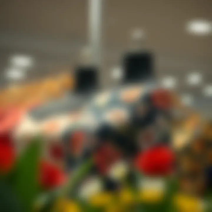 Showcasing Iconic 70s Floral Tops A collection of iconic 70s floral tops on display