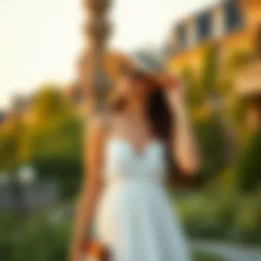 Accessorizing a knee-length white summer dress with stylish accessories