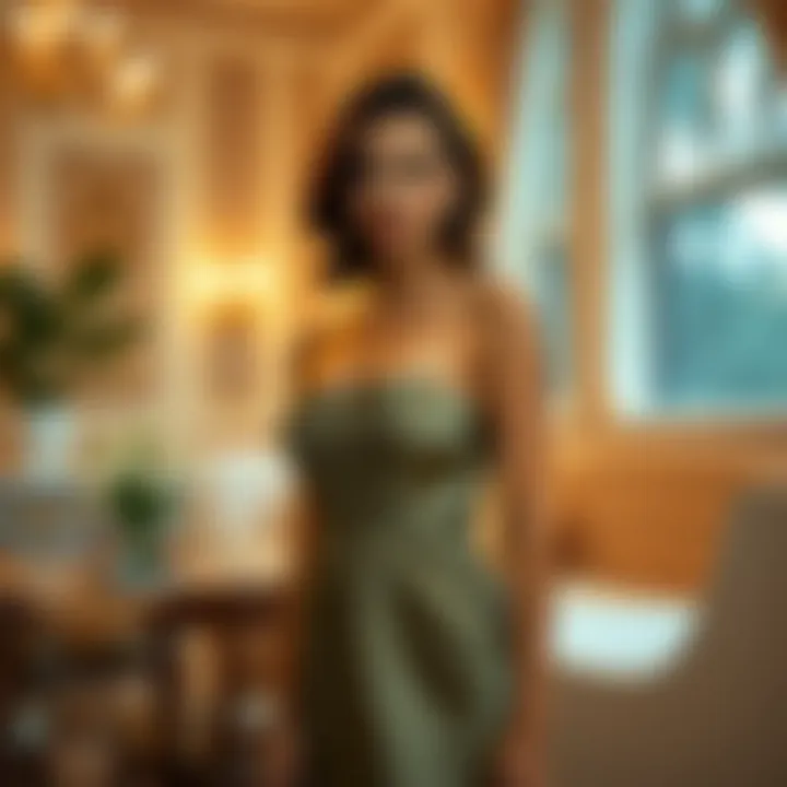 Elegant Bandeau Dress in Luxurious Setting Elegant bandeau bodycon dress in a luxurious setting