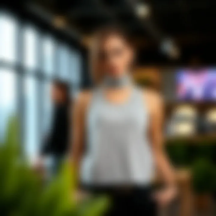 Fashion Bib Styles in Modern Fashion A stylish model showcasing various fashion bib styles in a modern setting