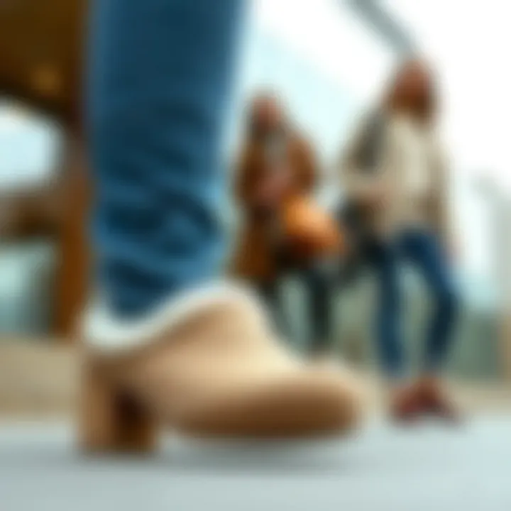 Versatile fleece mule paired with various outfits