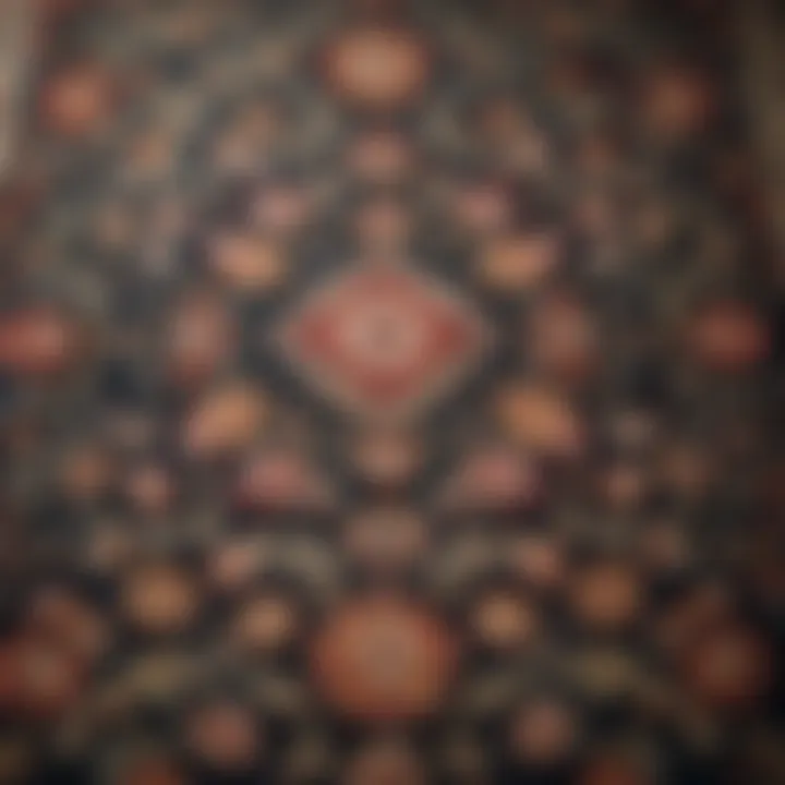 Close-up of intricate floral patterns on a rug