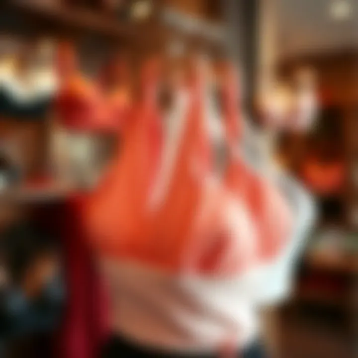 A variety of halter bustier tops displayed in a stylish boutique setting.