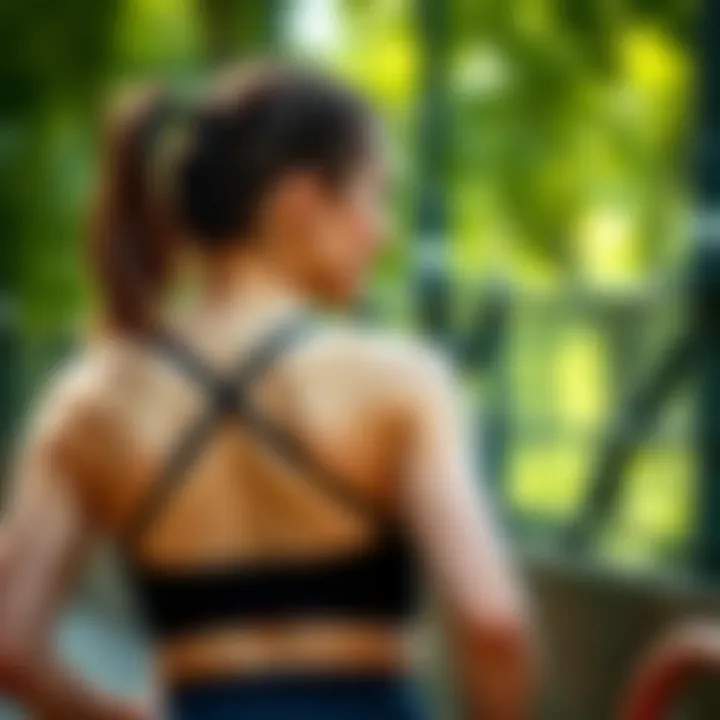 Active woman wearing a criss cross back sports bra during exercise