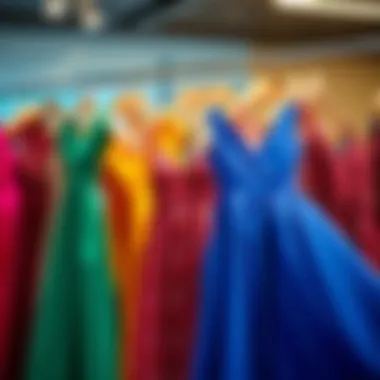 Vibrant Trendy Dresses A stunning display of vibrant trendy dresses arranged elegantly.
