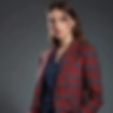 Fashionable styling of a plaid blazer ensemble