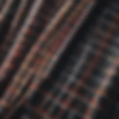 Close-up of intricate plaid fabric texture