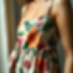 Close-up view of the floral fabric texture