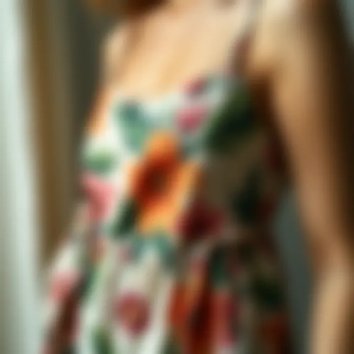 Floral Fabric Texture Close-up view of the floral fabric texture